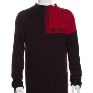 Two toned, mock neck Versace sport sweater